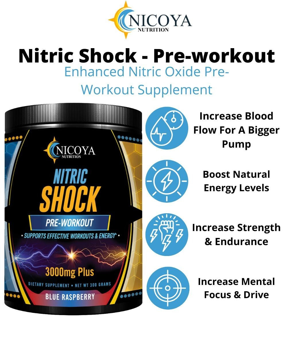 Pre-Workout 3000Mg+ Nitric Oxide Booster, Enhance Energy & Pump - Blue Raspberry