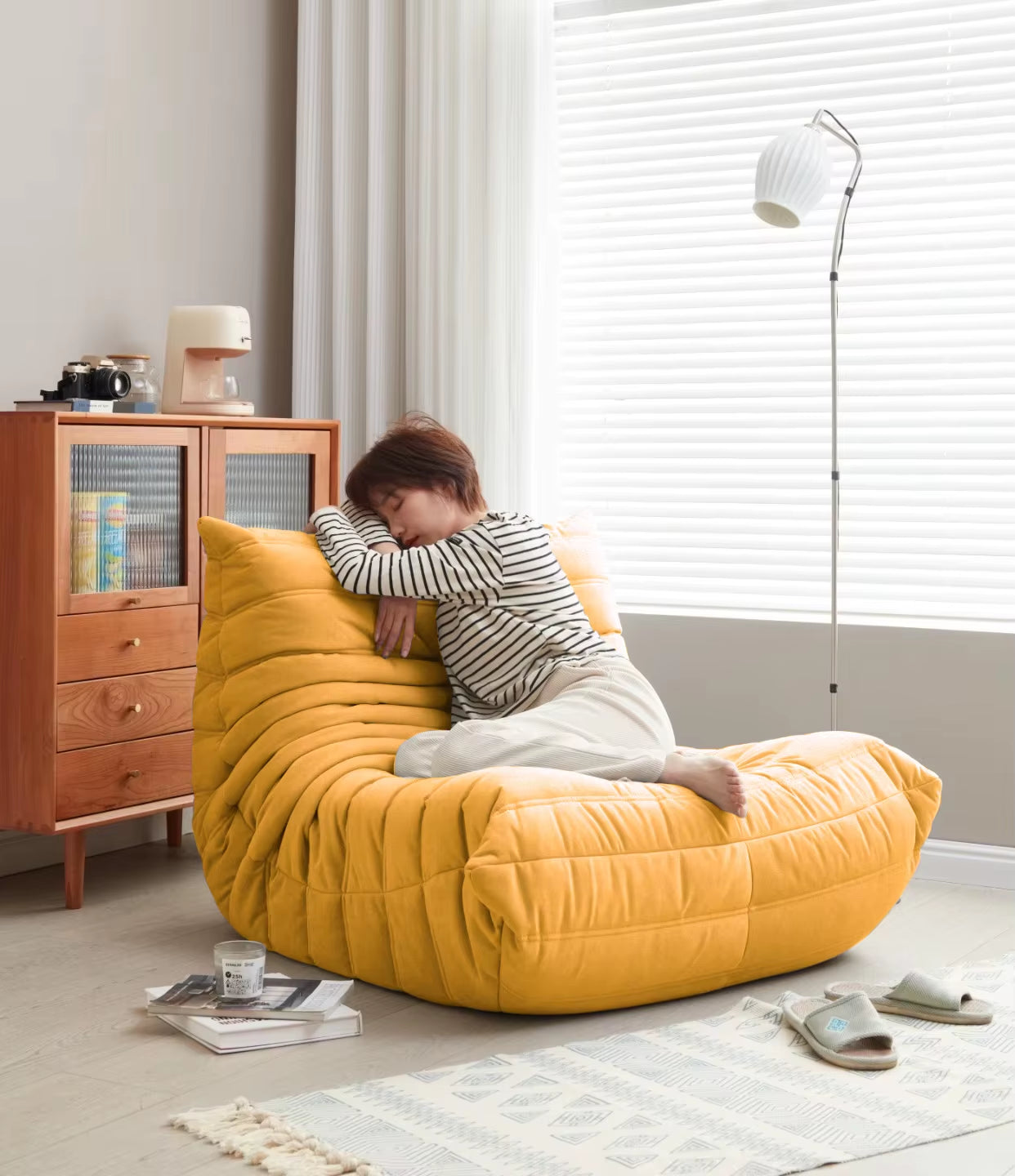 Modern Living Room Chair Big Bean Bag Adult Floor Sofa Recliner Memory Foam Lazy Couch Suitable Balcony for Fireside Chair