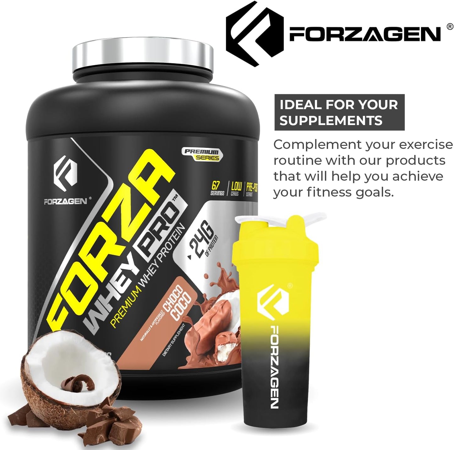 Shaker Bottle 26 Oz for Pre & Post Workout Drinks (Black and Yellow)