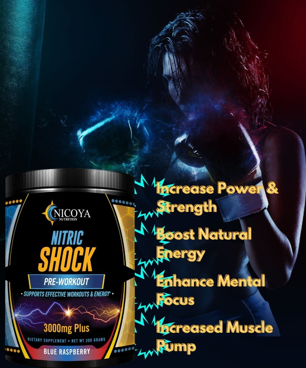 Pre-Workout 3000Mg+ Nitric Oxide Booster, Enhance Energy & Pump - Blue Raspberry