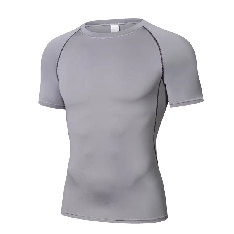 Sports T-Shirt Men'S Quick Drying Short Sleeved Sports T-Shirt Top Gym Fitness Tight Fitting Shirt Training Running T-Shirt Men'