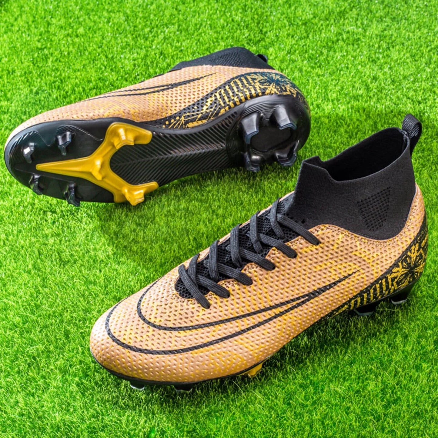 Men'S Soccer Cleats Professional High-Top Football Shoes Outdoor Spikes Soccer Shoes