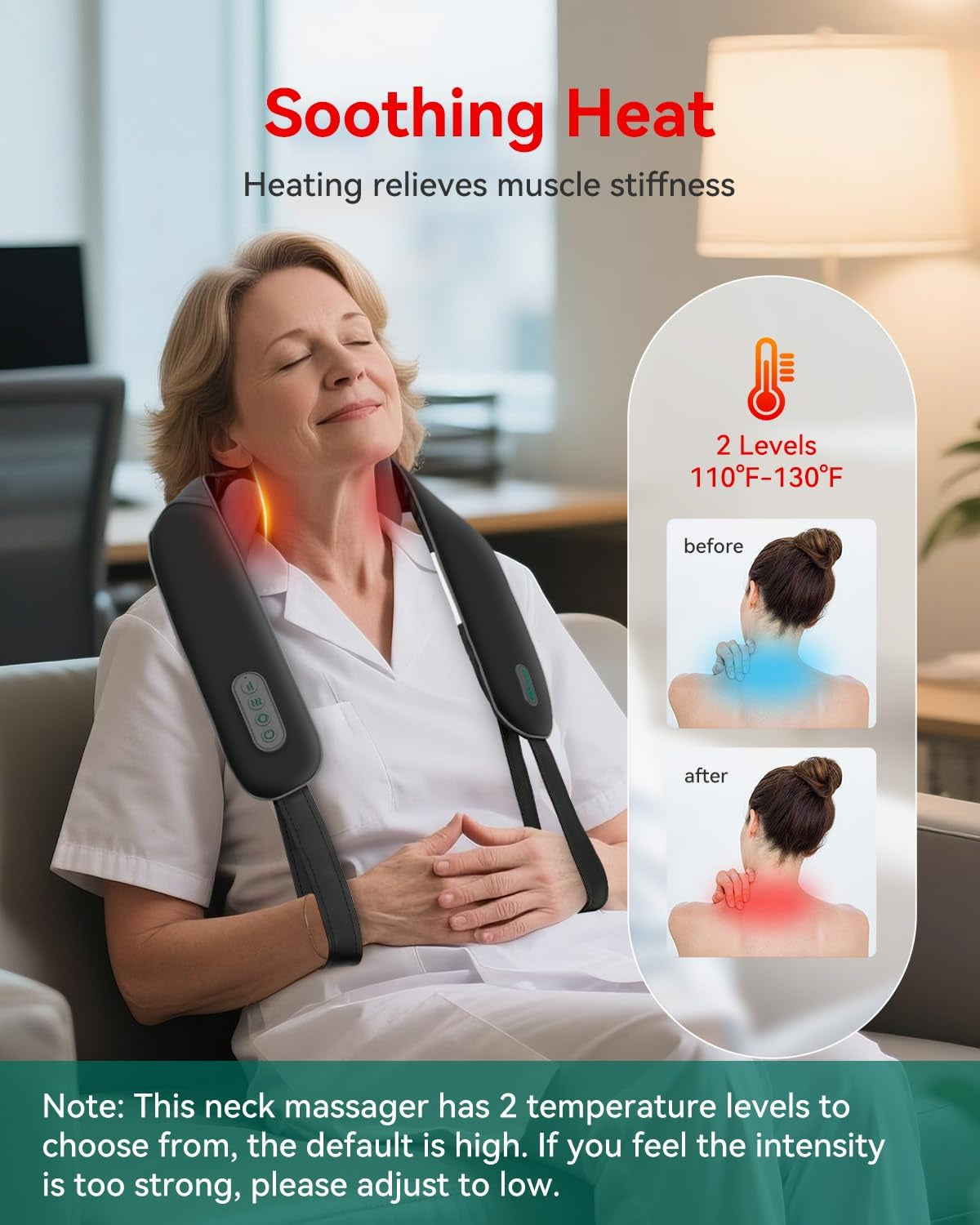 Neck Massager for Pain Relief Deep Tissue, Neck Massage with Heat, Cordless Massager for Back and Shoulder Pain, Deep Kneading Back Massager, Gift for Mom Dad