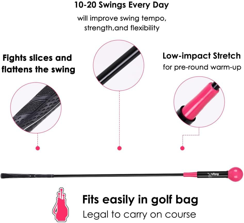 Golf Training Aid Stick,Golf Swing Tempo Trainer,Golf Trainer Accessories,Golf Warm up Stick for Strength & Balance,Tempo & Flexibility Training,Golf Gifts(48 Inch)