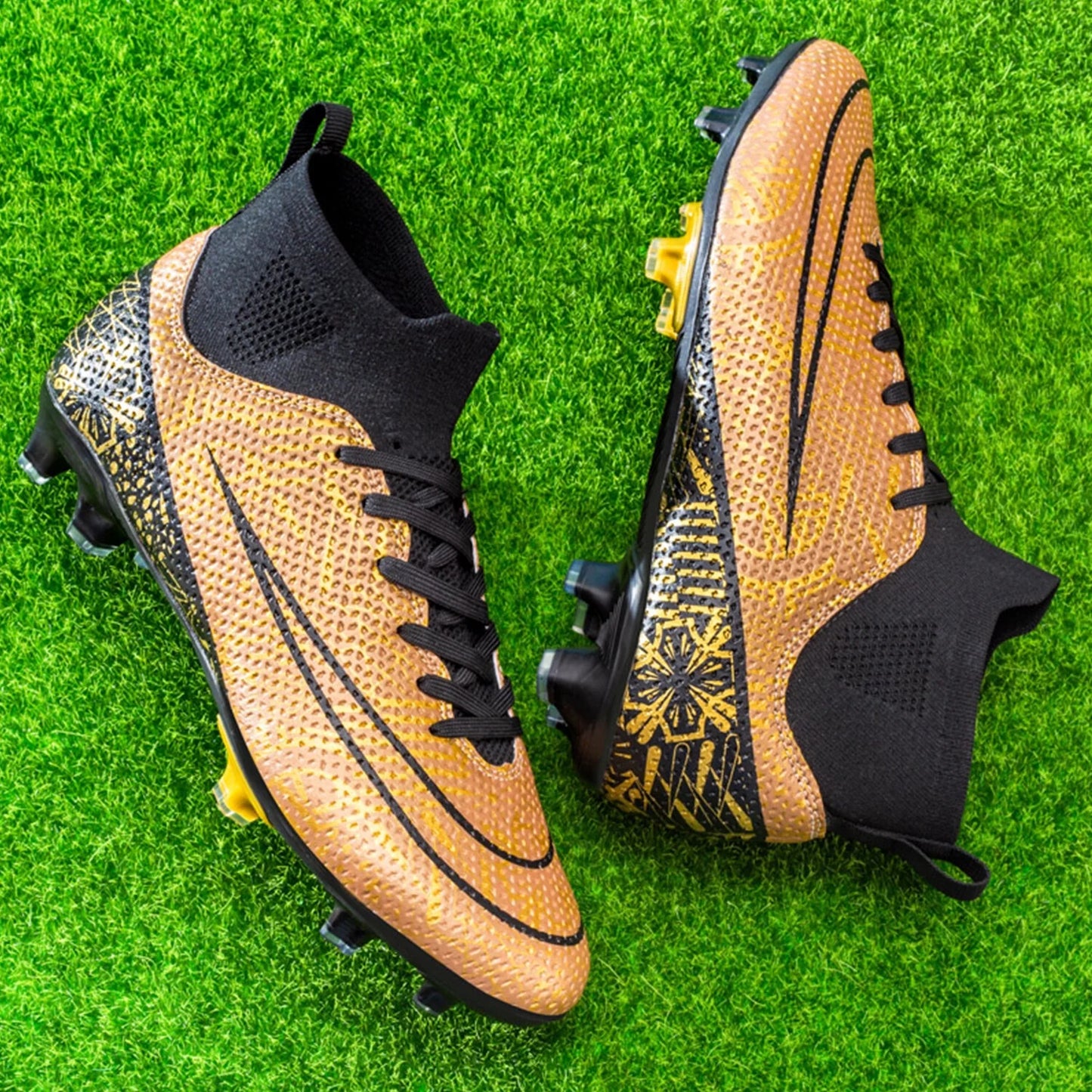 Men'S Soccer Cleats Professional High-Top Football Shoes Outdoor Spikes Soccer Shoes