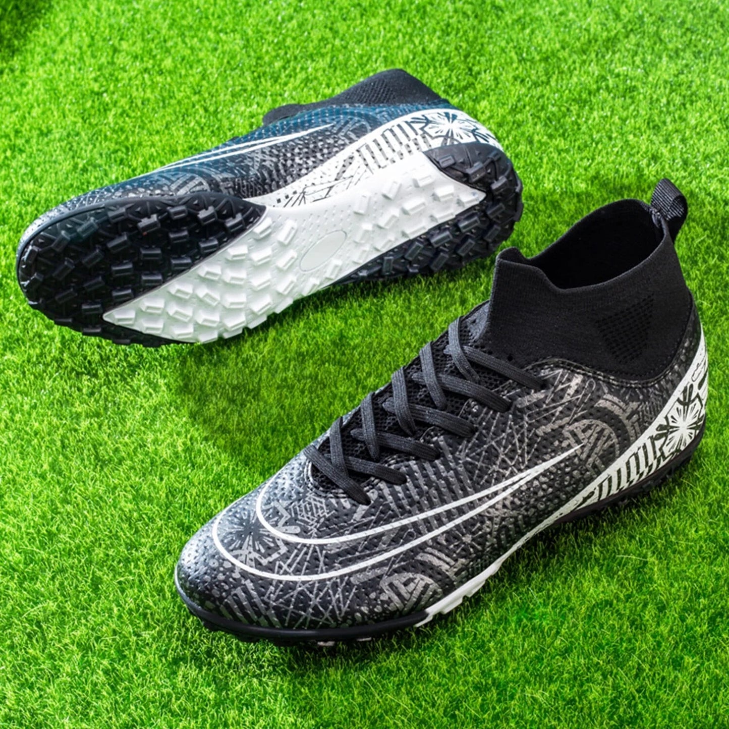Men'S Soccer Cleats Professional High-Top Football Shoes Outdoor Spikes Soccer Shoes