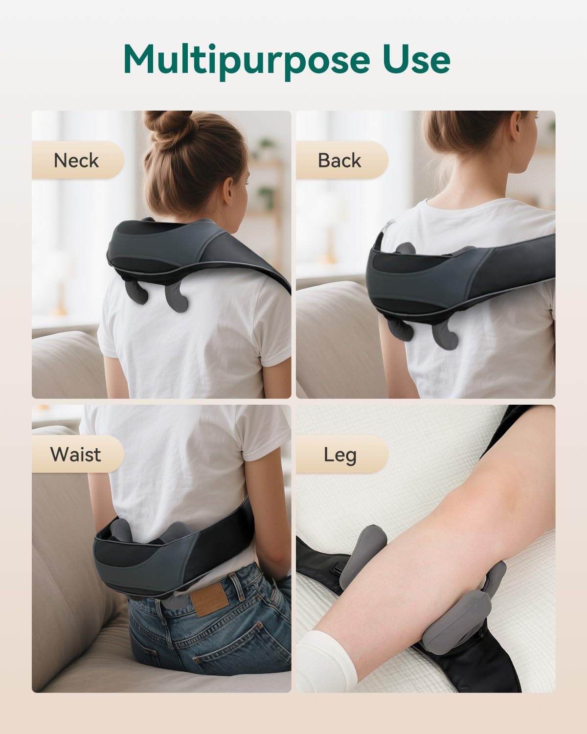 Neck Massager for Pain Relief Deep Tissue, Neck Massage with Heat, Cordless Massager for Back and Shoulder Pain, Deep Kneading Back Massager, Gift for Mom Dad