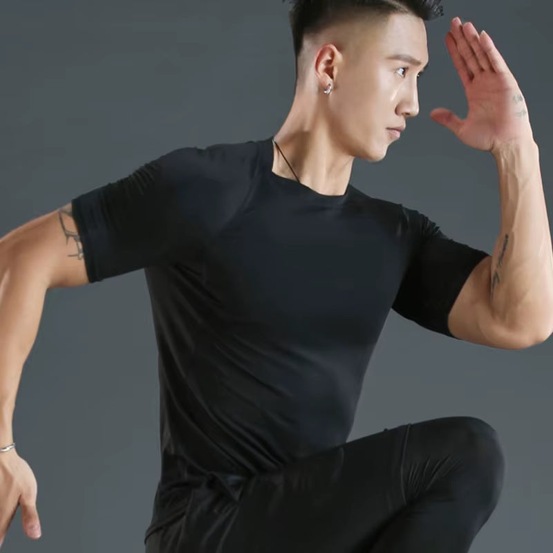 Sports T-Shirt Men'S Quick Drying Short Sleeved Sports T-Shirt Top Gym Fitness Tight Fitting Shirt Training Running T-Shirt Men'