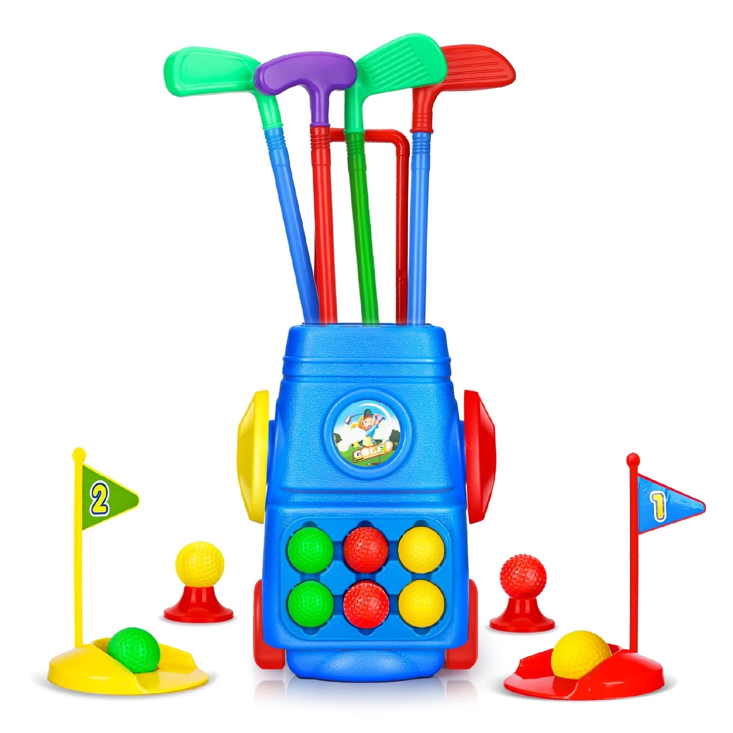 Kids Golf Toy Set, Toddler Golf Club Game Play Set with 4 Golf Sticks, 6 Balls, 2 Practice Holes, Indoor Outdoor Exercise Golf Sports Kit for Boys Girls, Age 3+