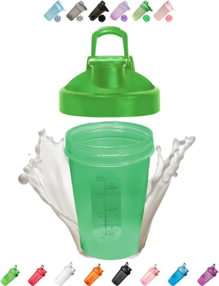 Forest Green(Other Color-Style Available)>A Small Cup Printed Scale Marks of 12 OZ & 400 Ml,Stainless Whisk,Leak Proof,Bpa Free,Made of Pp5,Dishwasher Safe,Easy to Clean.