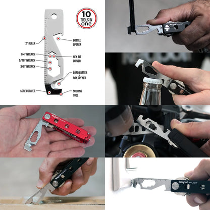 Multifunctional 10 in 1 EDC Pocket Survival Tool Camping Equipment Bottle Opener Ruler Key Chain Outdoor Tool for Hiking Camping