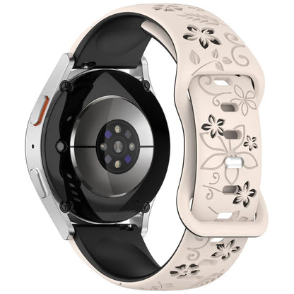 Two-Color Flower Design Floral Engraved Silicone Strap 18/20/22Mm, for Amazfit GTR, Huawei,Garmin  Watch 7 6 5 4