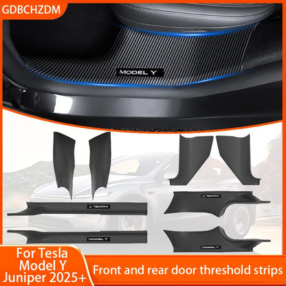 For New Tesla Model Y Juniper 2025+Front and Rear Door ABS anti Scratch and Dirt Resistant Threshold Strips Interior Accessories