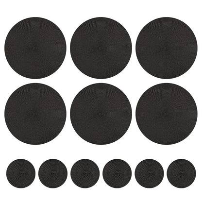 Set of 12 round Braided Table Mat Washable Placemats Non Slip Heat Resistant for Kitchen Dining Tables Pad with Cup Coasters