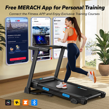 Folding Treadmill with 15% Auto Incline, Fitness Treadmill for Home with APP, 300 Lbs Capacity