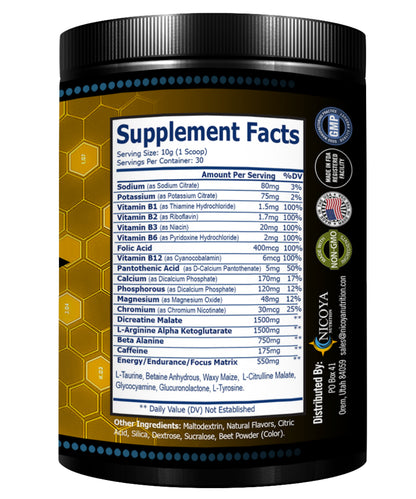 Nitric Oxide - Pre Workout Powder Increase Power, Strength & Energy. Watermelon