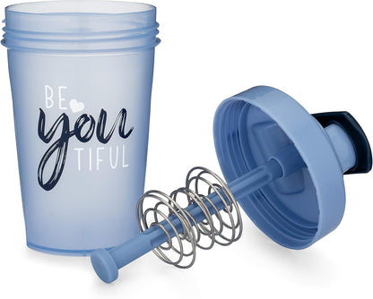 20-Ounce Shaker Bottle with Action-Rod Mixer | Shaker Cups with Motivational Quotes | Protein Shaker Bottle Is BPA Free and Dishwasher Safe | Beyoutiful - Light Blue