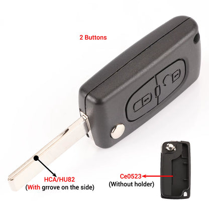 2/3 Buttons for Peugeot 207 307 308 407 607 807 for Citroen C2 C3 C4 C5 C6 Auto Remote Key Case Va2/Hu83 CE0523 CE0536