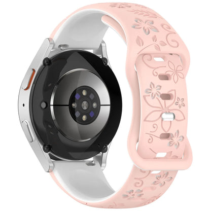 Two-Color Flower Design Floral Engraved Silicone Strap 18/20/22Mm, for Amazfit GTR, Huawei,Garmin  Watch 7 6 5 4