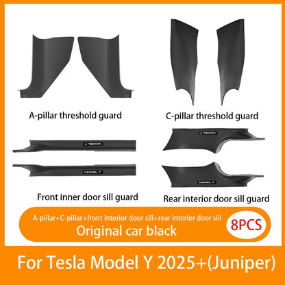 For New Tesla Model Y Juniper 2025+Front and Rear Door ABS anti Scratch and Dirt Resistant Threshold Strips Interior Accessories