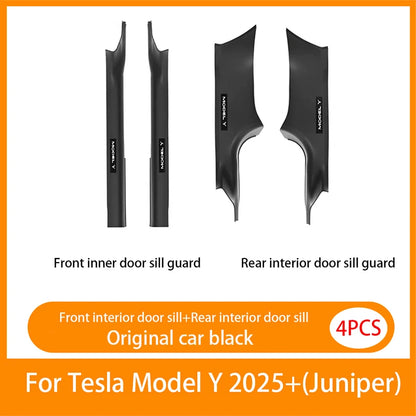For New Tesla Model Y Juniper 2025+Front and Rear Door ABS anti Scratch and Dirt Resistant Threshold Strips Interior Accessories