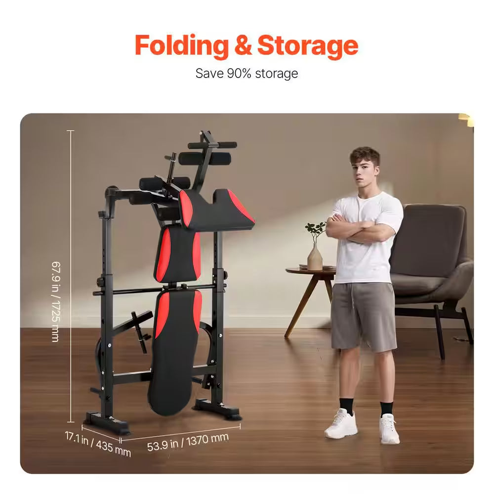 660 Lbs. Weight Bench, Multi-Functional Adjustable Weight Bench Press for Full Body Workout, Quick Folding