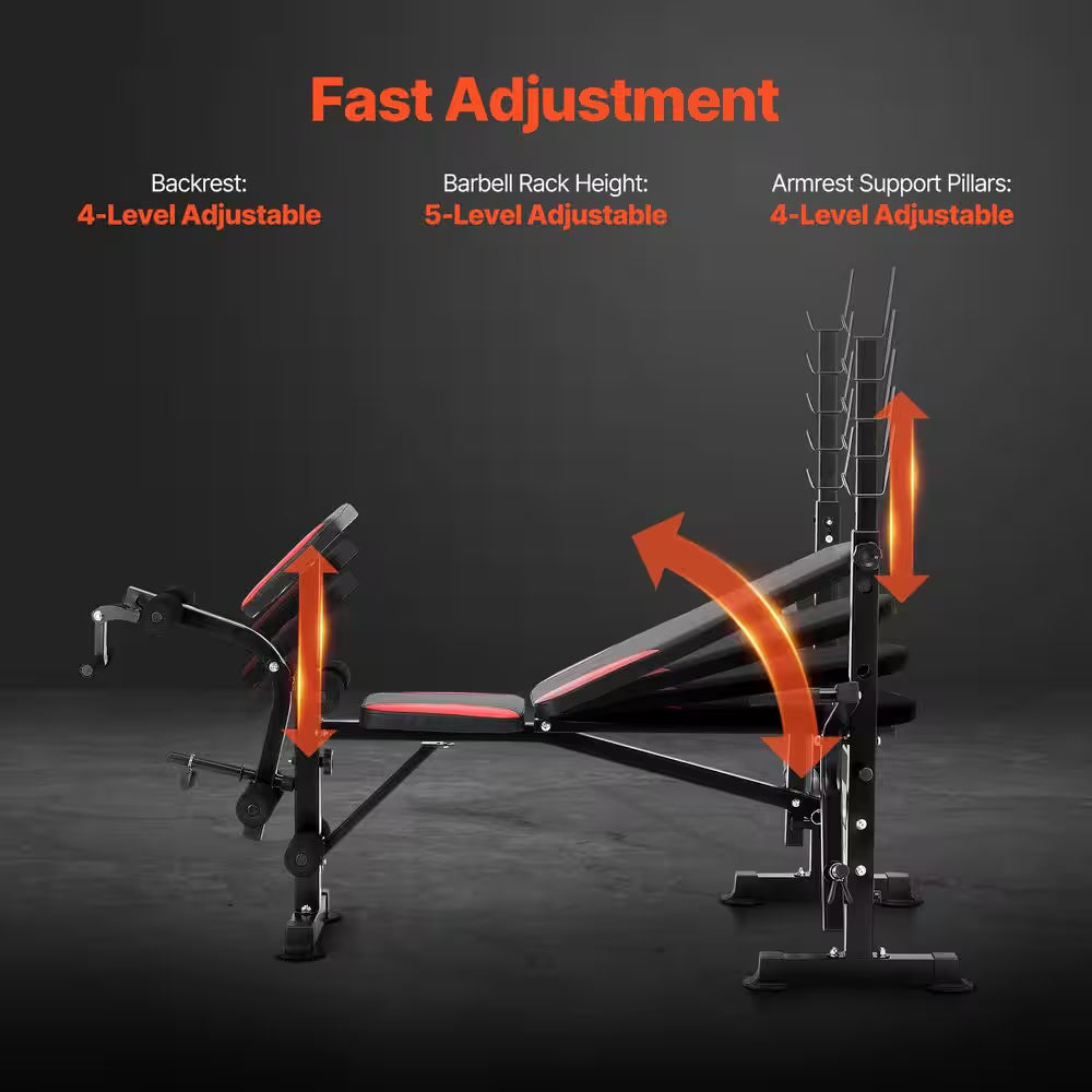 660 Lbs. Weight Bench, Multi-Functional Adjustable Weight Bench Press for Full Body Workout, Quick Folding