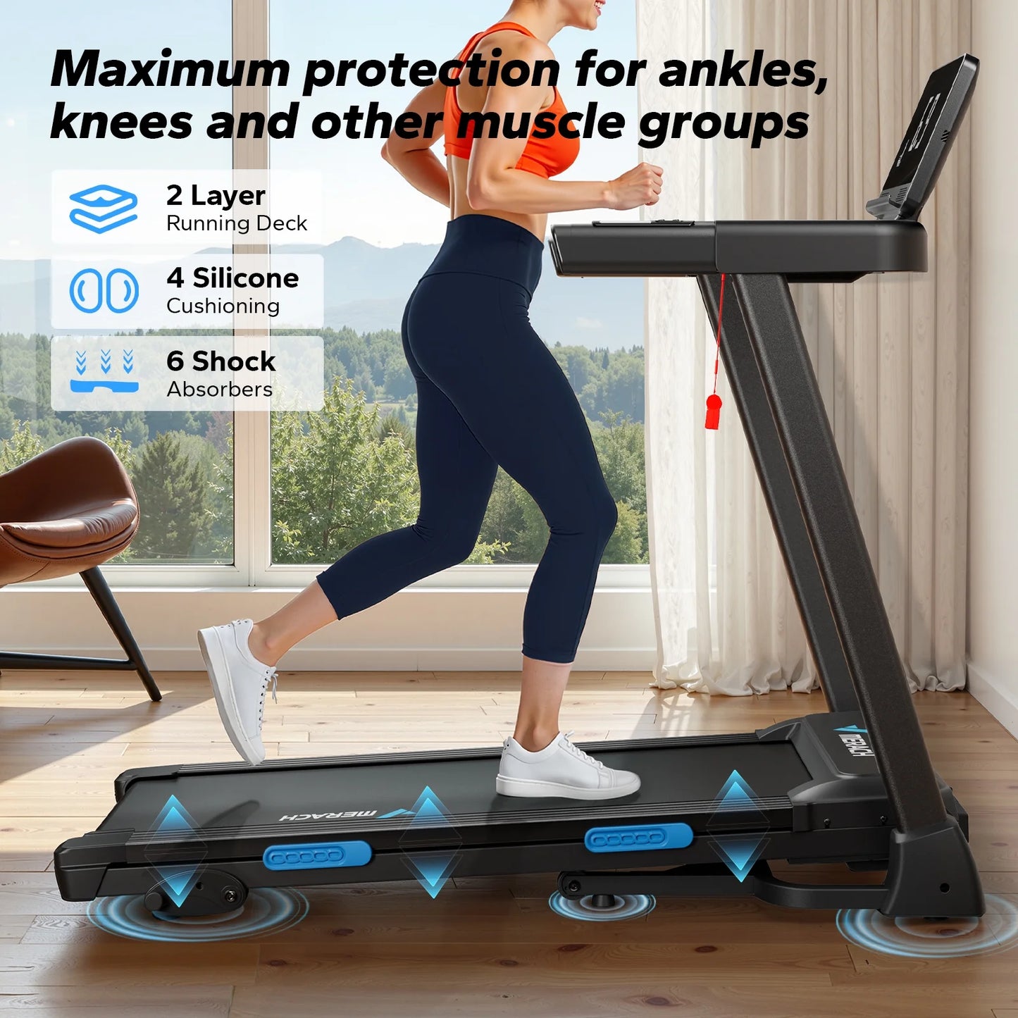 Folding Treadmill with 15% Auto Incline, Fitness Treadmill for Home with APP, 300 Lbs Capacity