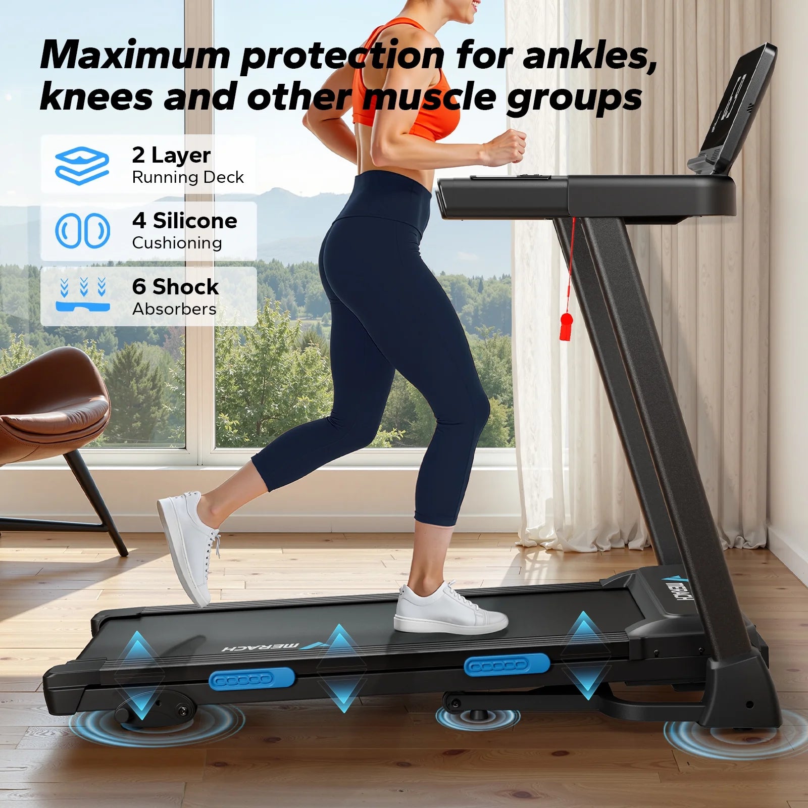 Folding Treadmill with 15% Auto Incline, Fitness Treadmill for Home with APP, 300 Lbs Capacity