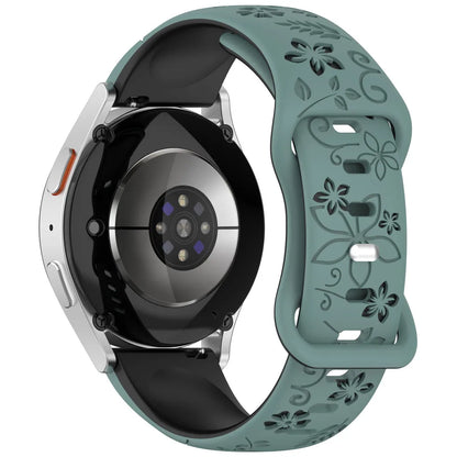 Two-Color Flower Design Floral Engraved Silicone Strap 18/20/22Mm, for Amazfit GTR, Huawei,Garmin  Watch 7 6 5 4
