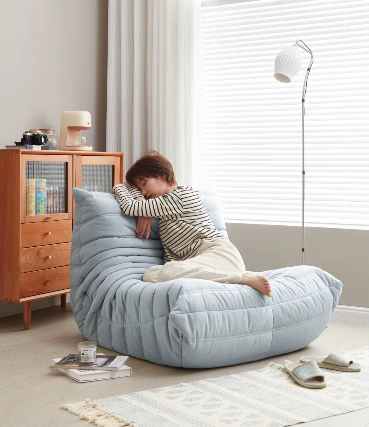 Modern Living Room Chair Big Bean Bag Adult Floor Sofa Recliner Memory Foam Lazy Couch Suitable Balcony for Fireside Chair