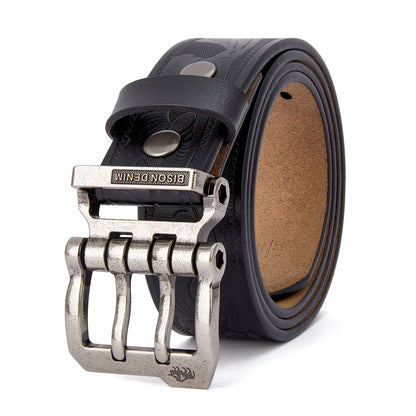 2024  Men Belts Cow Split Genuine Leather Pin Buckle Business Waist Straps Retro Pin Buckle Fancy Male Belt for Jeans