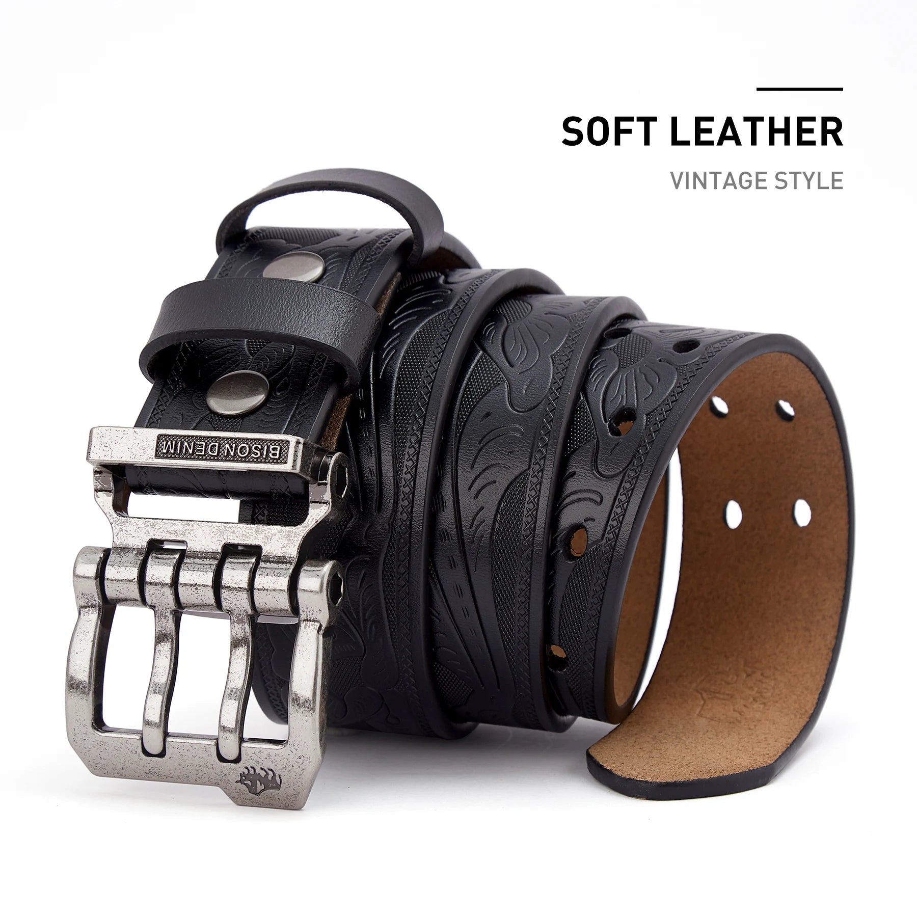 2024  Men Belts Cow Split Genuine Leather Pin Buckle Business Waist Straps Retro Pin Buckle Fancy Male Belt for Jeans