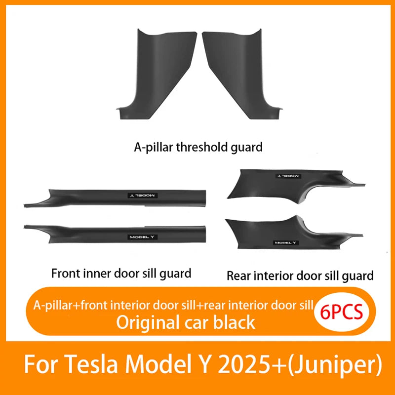 For New Tesla Model Y Juniper 2025+Front and Rear Door ABS anti Scratch and Dirt Resistant Threshold Strips Interior Accessories