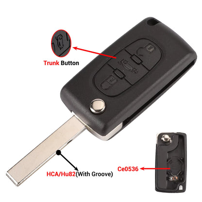 2/3 Buttons for Peugeot 207 307 308 407 607 807 for Citroen C2 C3 C4 C5 C6 Auto Remote Key Case Va2/Hu83 CE0523 CE0536