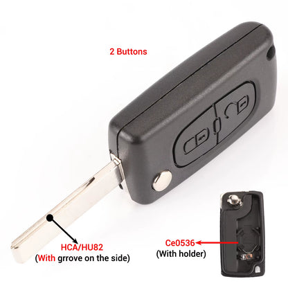 2/3 Buttons for Peugeot 207 307 308 407 607 807 for Citroen C2 C3 C4 C5 C6 Auto Remote Key Case Va2/Hu83 CE0523 CE0536