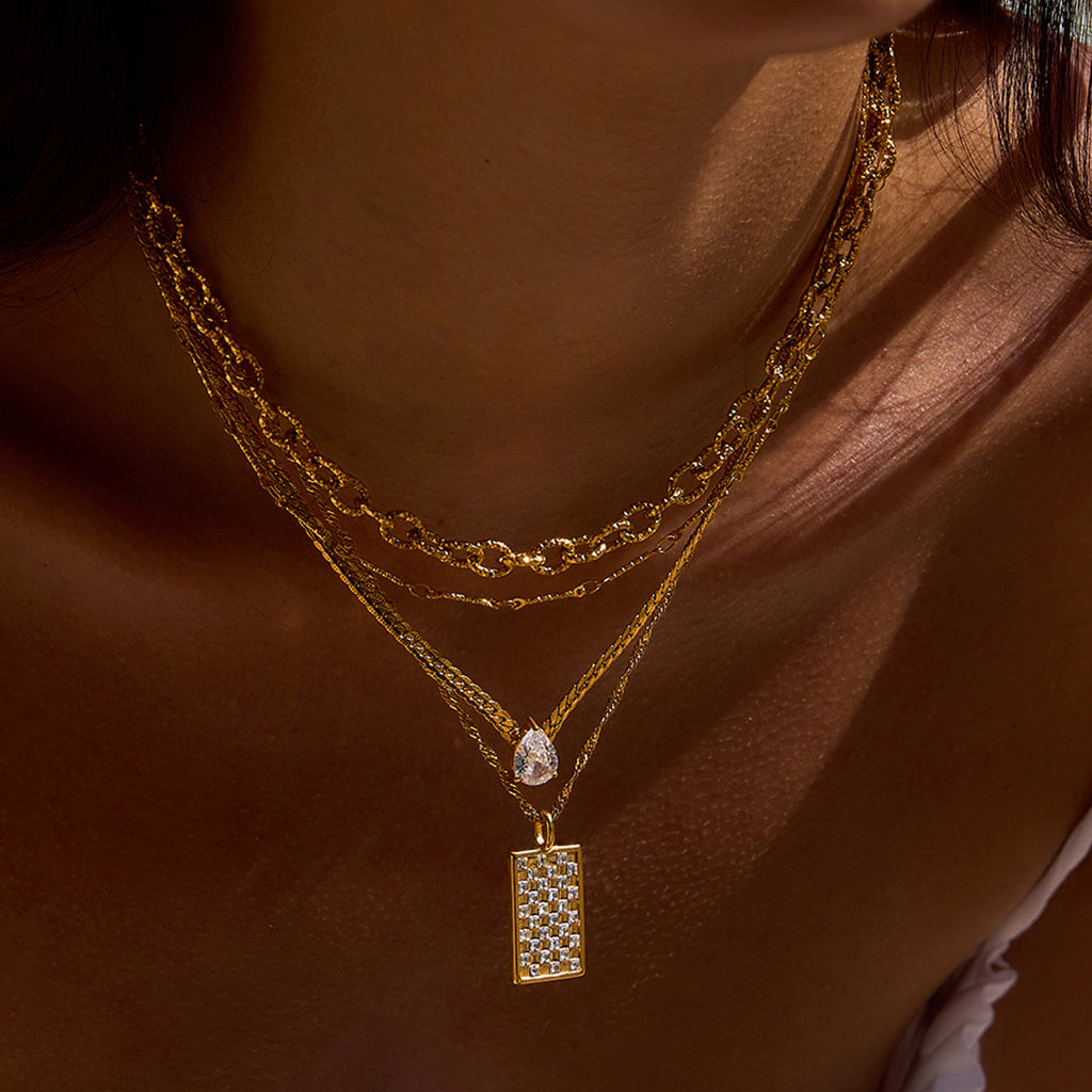 Rhinestone Titanium Steel Necklace Light Luxury High-End Jewelry Non-Fading Stainless Steel Jewelry Women&#039;s