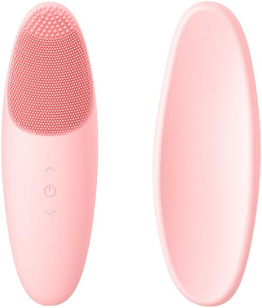 Facial Cleansing Brush, Waterproof and Rechargeable Face Scrub Brush for Men,Cleansing, Exfoliating and Massaging, Electric Face Scrubber with 42°C Constant Temperature Design-Pink