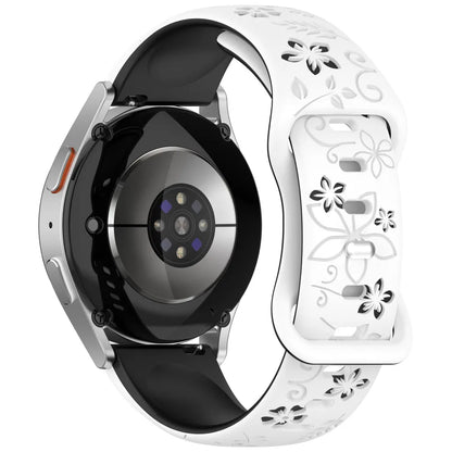 Two-Color Flower Design Floral Engraved Silicone Strap 18/20/22Mm, for Amazfit GTR, Huawei,Garmin  Watch 7 6 5 4