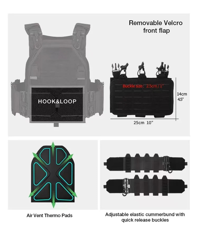YAKEDA Tactical Vest Outdoor Hunting Plate Carrier Protective Adjustable Vest Airsoft Carrier Combat Equipment
