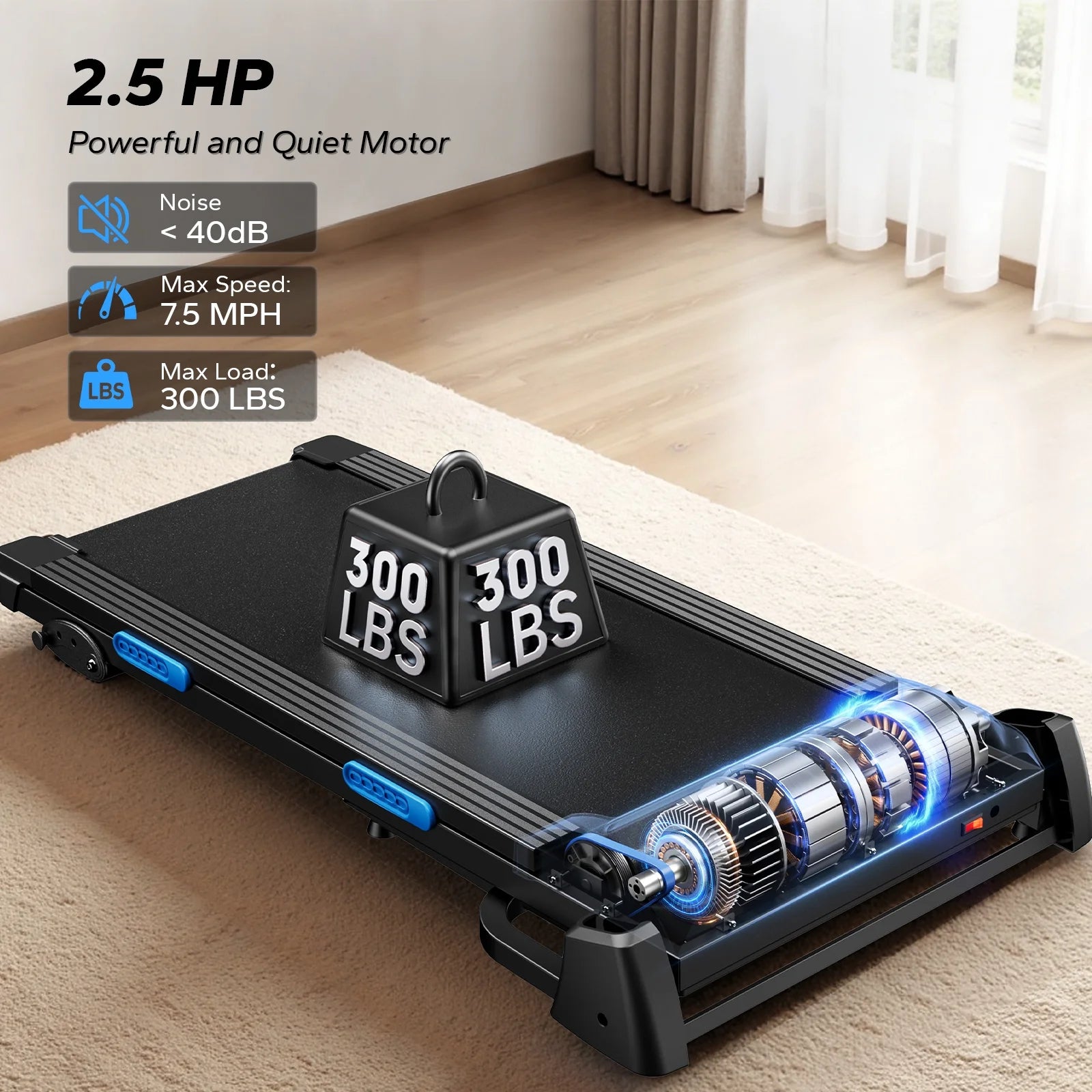 Folding Treadmill with 15% Auto Incline, Fitness Treadmill for Home with APP, 300 Lbs Capacity