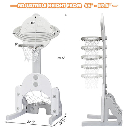 3 in 1 Kids Basketball Hoop Set Adjustable Sports Activity Center W/ Balls White