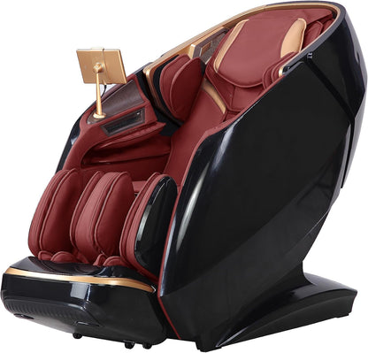 4D Yoga Queen Massage Chair, Full Body Recliner with Flexible SL Track, Automatic Footrest Extension, 3D Calf & Foot Massage, Program Customization & Recall (Brown)