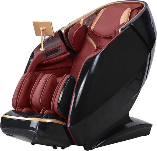 4D Yoga Queen Massage Chair, Full Body Recliner with Flexible SL Track, Automatic Footrest Extension, 3D Calf & Foot Massage, Program Customization & Recall (Brown)