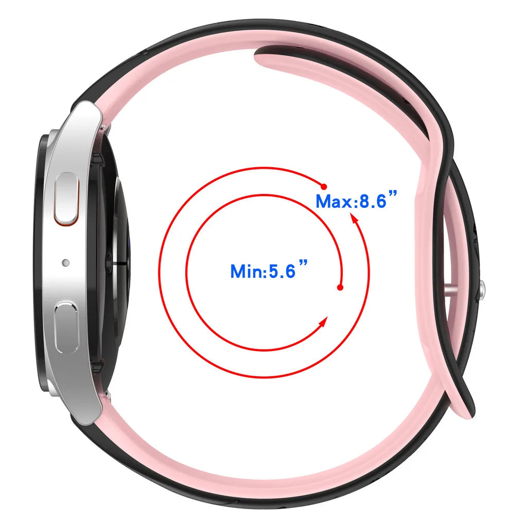 Two-Color Flower Design Floral Engraved Silicone Strap 18/20/22Mm, for Amazfit GTR, Huawei,Garmin  Watch 7 6 5 4