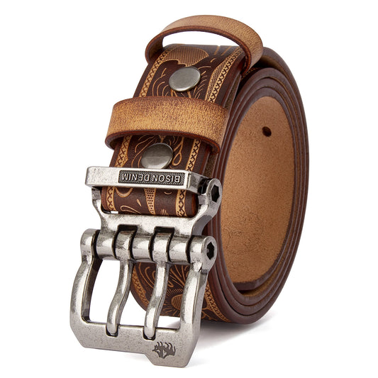 2024  Men Belts Cow Split Genuine Leather Pin Buckle Business Waist Straps Retro Pin Buckle Fancy Male Belt for Jeans