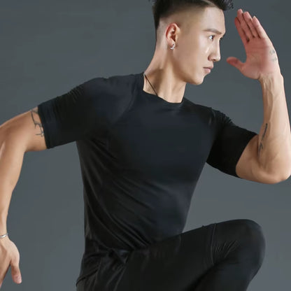 Sports T-Shirt Men'S Quick Drying Short Sleeved Sports T-Shirt Top Gym Fitness Tight Fitting Shirt Training Running T-Shirt Men'