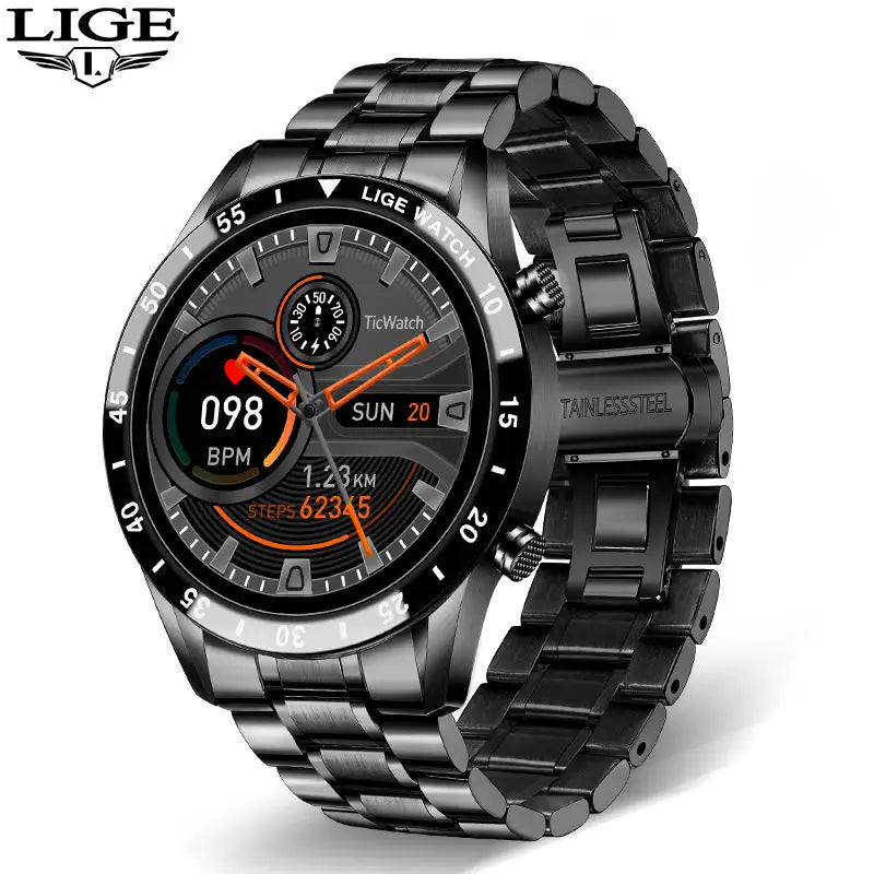 2024 Smart Watch Men Full Circle Touch Screen Bluetooth Call Men Smartwatch Waterproof Sport Activity Fitness Watch+Box