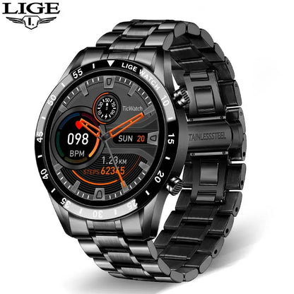 2024 Smart Watch Men Full Circle Touch Screen Bluetooth Call Men Smartwatch Waterproof Sport Activity Fitness Watch+Box
