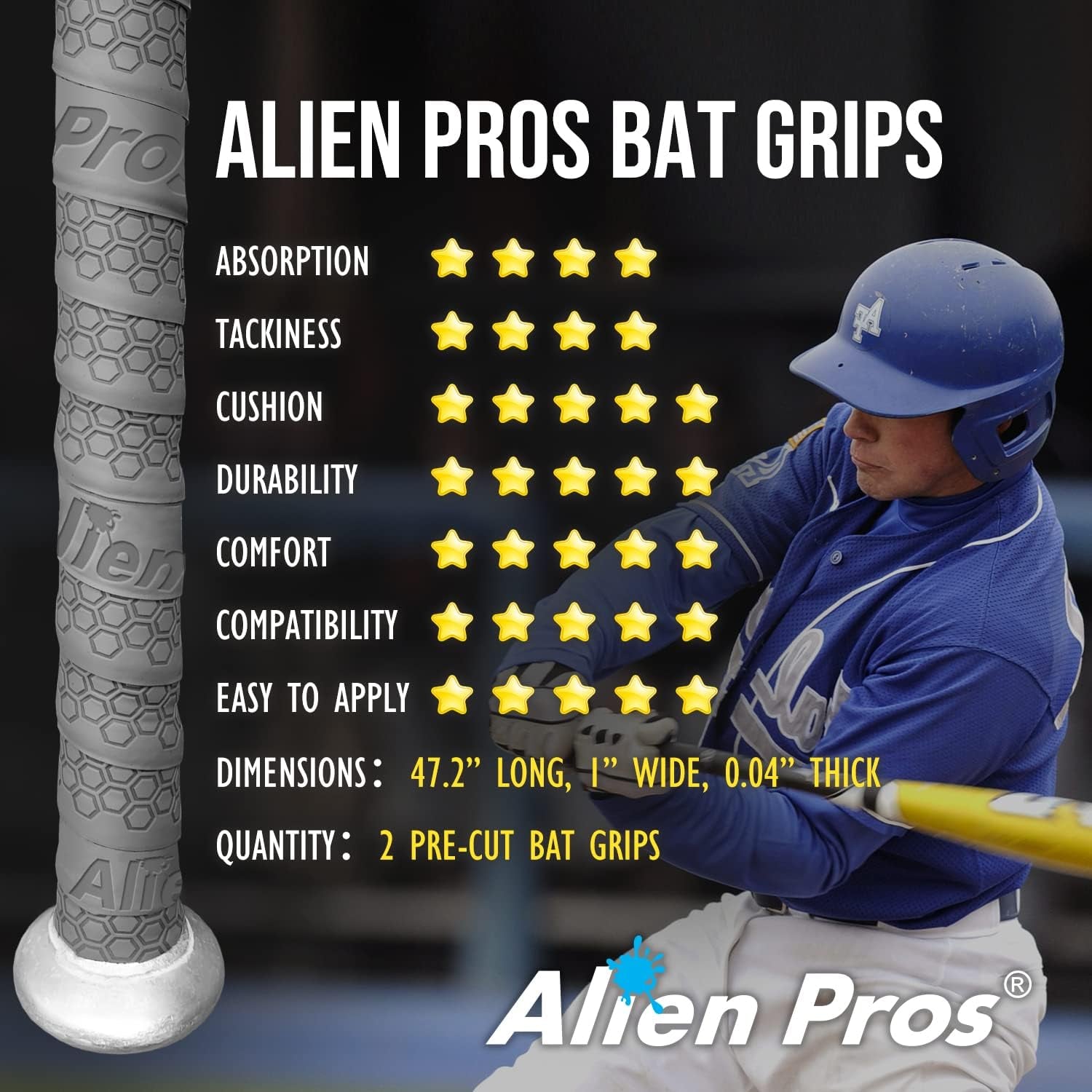 Bat Grip Tape for Baseball 1.1 MM (2 Pack) - Precut and Pro Quality Bat Tape - Wrap Your Bat for an Epic Home Run - Replacement for Old Baseball Bat Grip